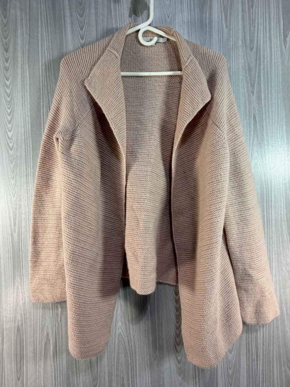 Boden‎ Pink Beige Wool Alpaca Nylon Open Front Sweater Cardigan Sz 10